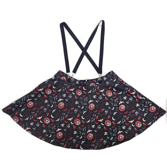 NWOT Emily the Strange O-Ring Suspender Skirt Womens 1 Plus Size 1x Black Zip Up - Picture 3 of 6